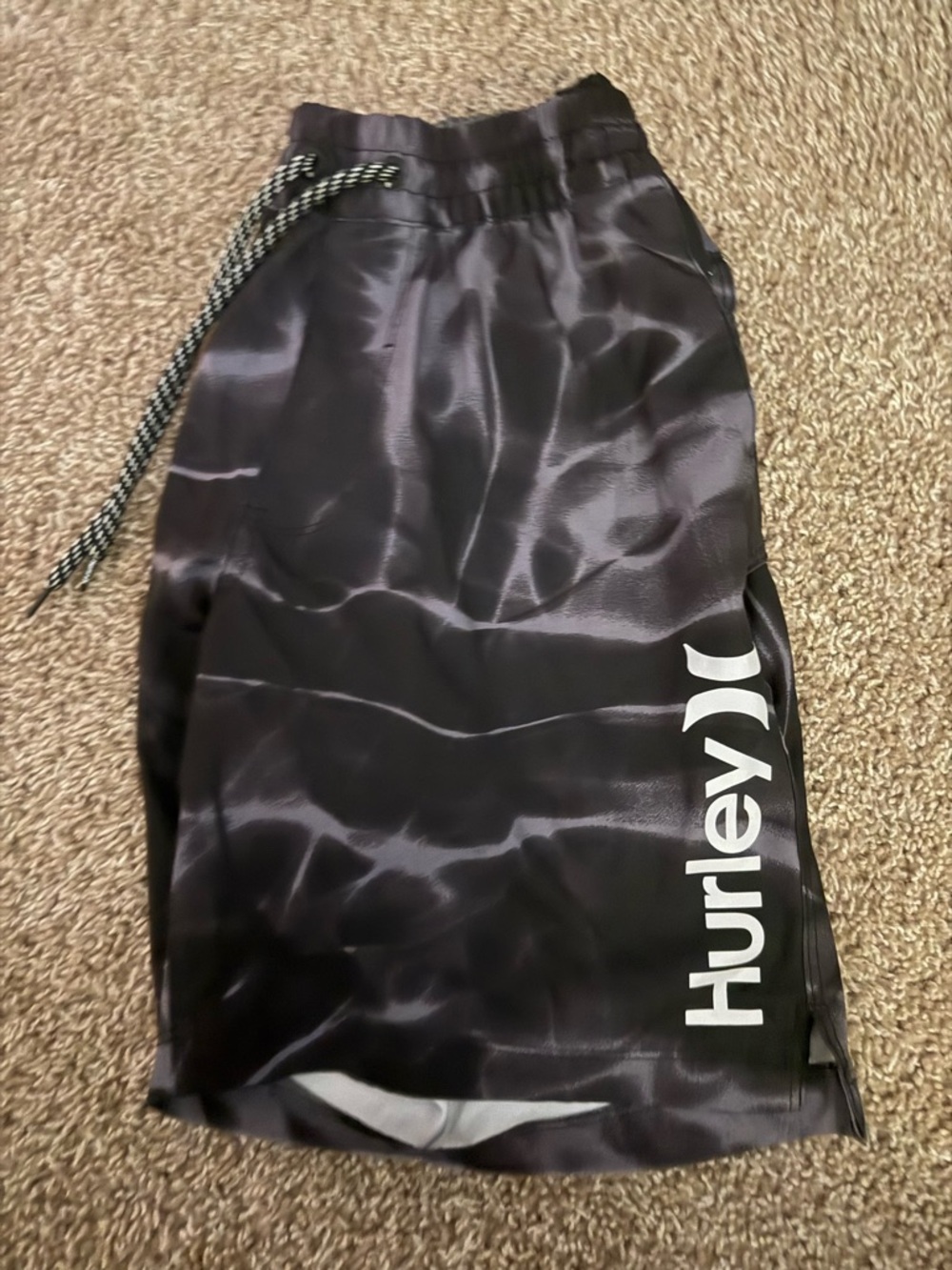 Hurley Black Marbled Logo Swim Shorts